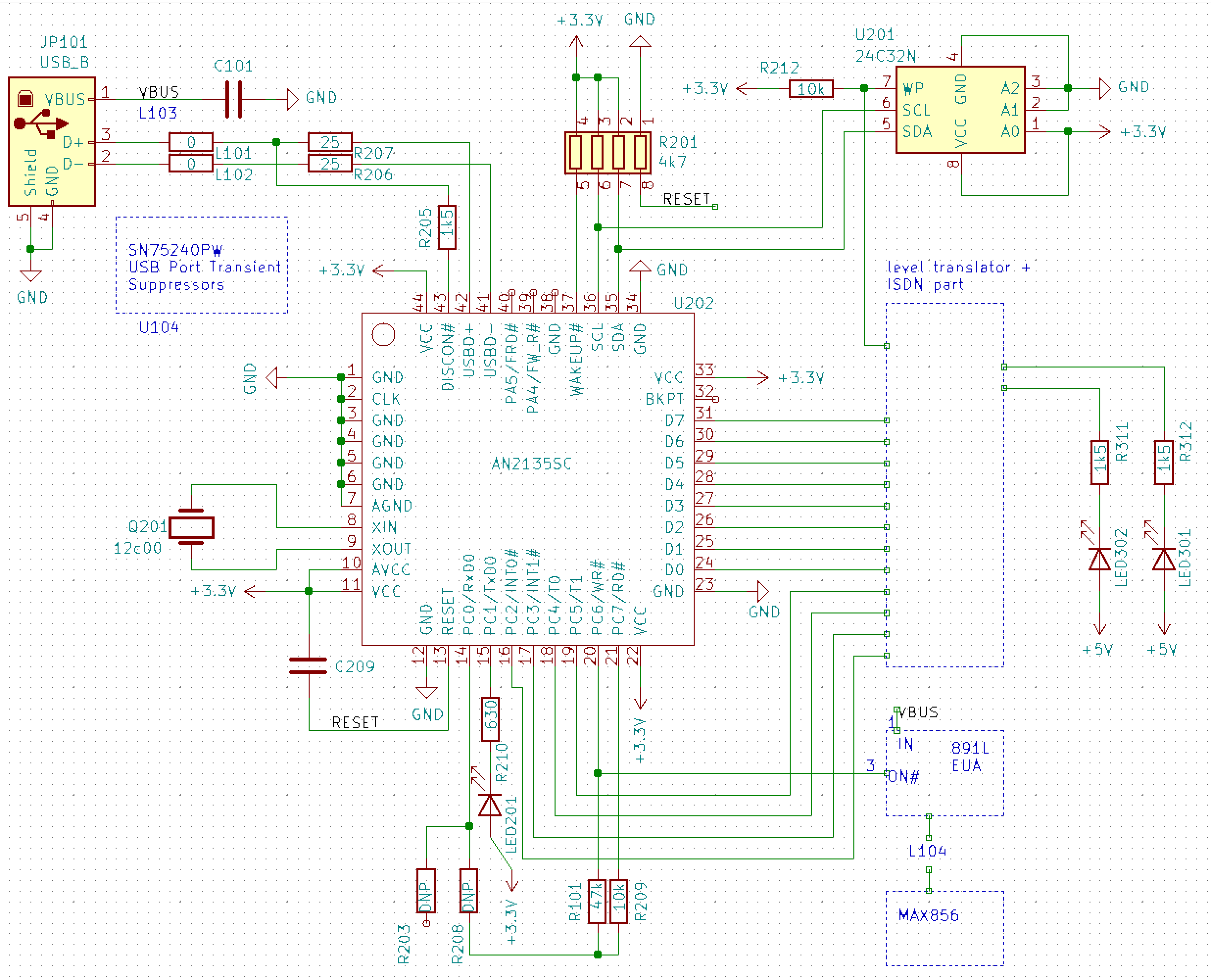 Reverse-engineered schematics for EICON DIVA USB