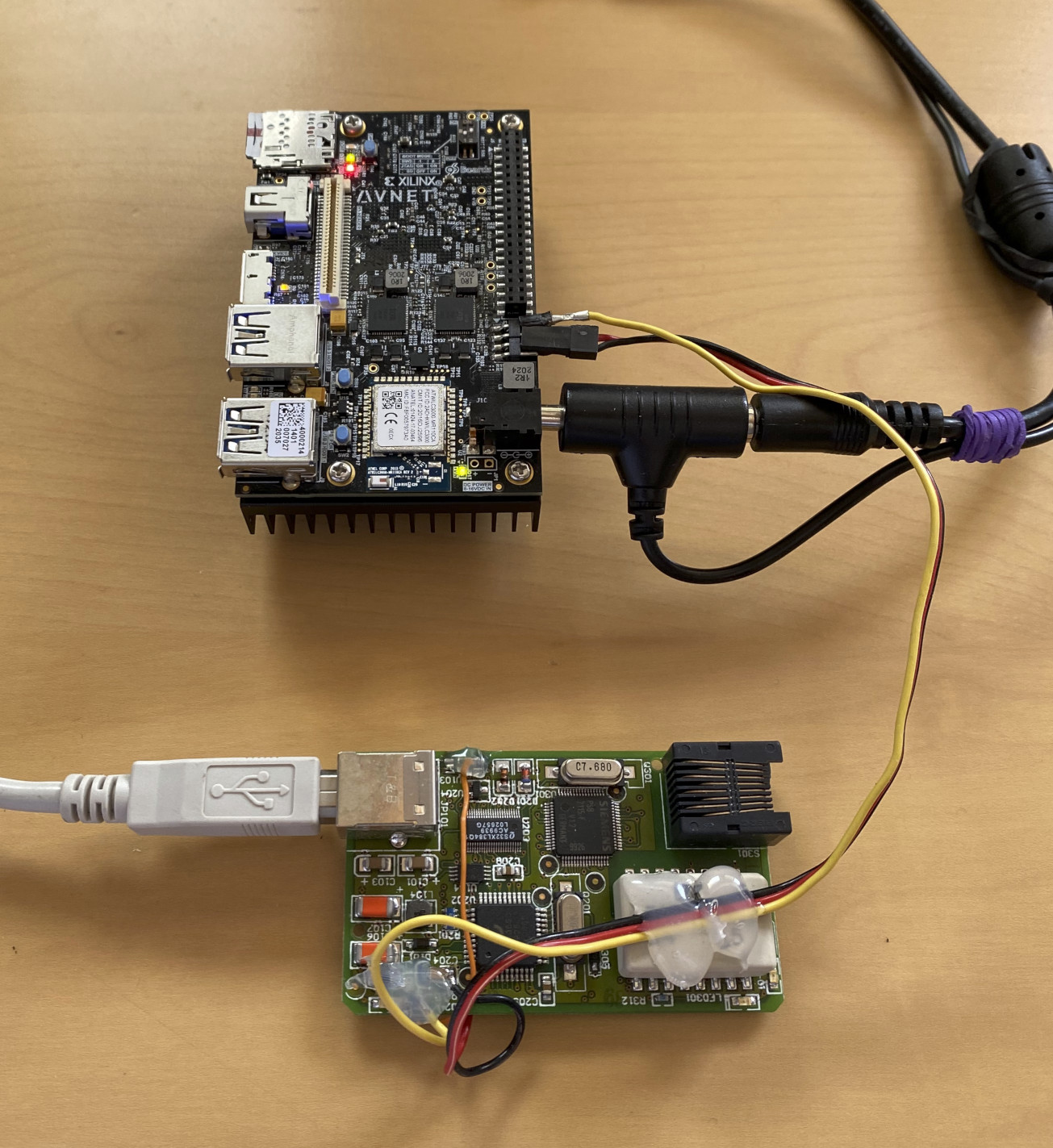 EZ-USB board connected to Ultra96