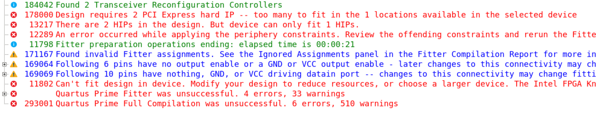 Error message when two hard IPs are instantiated with a normal part