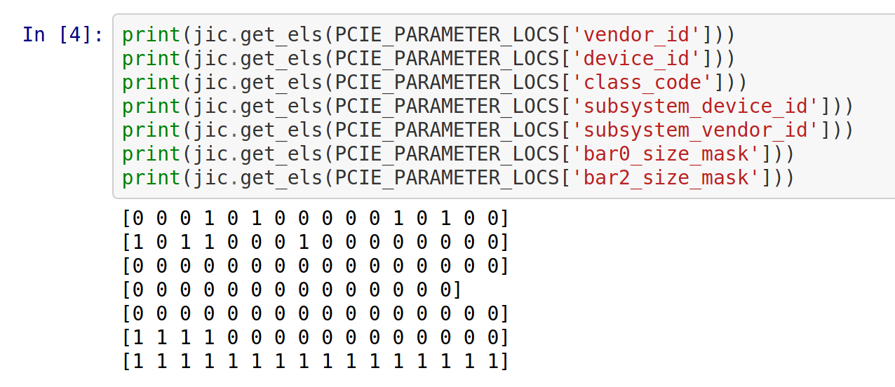 Parameters extracted from the bitstream