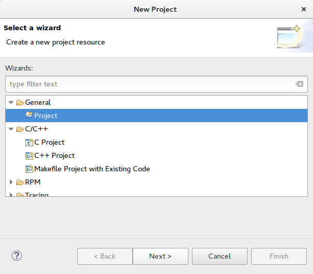 Creation of new project in Eclipse